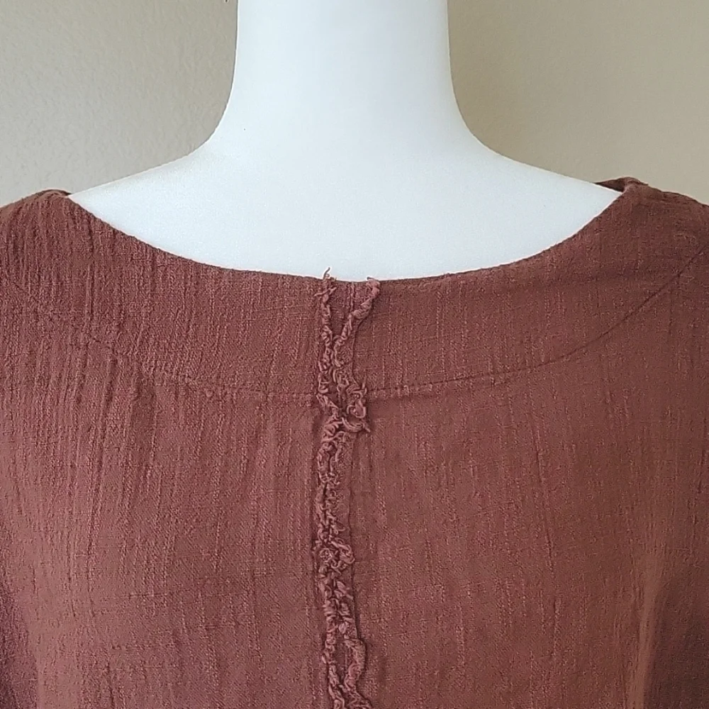 Free People Thora Chocolate Love Brown Loose Top - Size XS